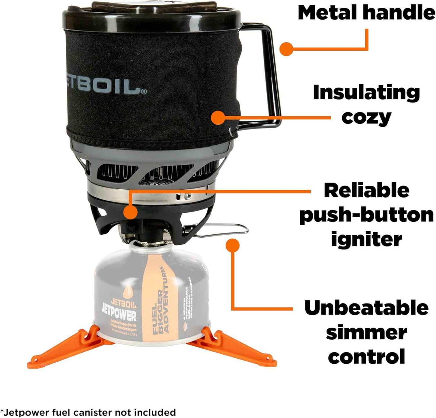 Jetboil MiniMo Camping Stove - Adjustable Heat Backpacking Cooking System