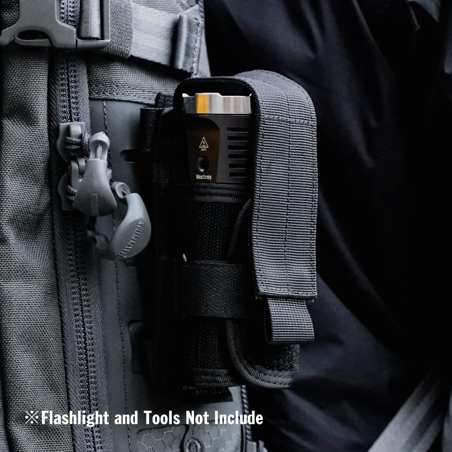 VIPERADE Tactical Flashlight Holster, Molle Flashlight Holder for Belt, Flashlight Pouch, Open Top Flashlight Holder for Vertical & Horizontal Carrying