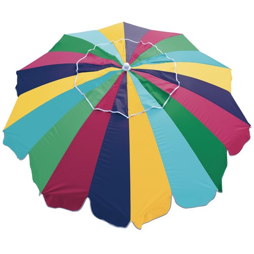 Rio Brands 7' Alternating 20-Panel Beach Umbrella with Sand Anchor and Carrying Bag, Multicolor