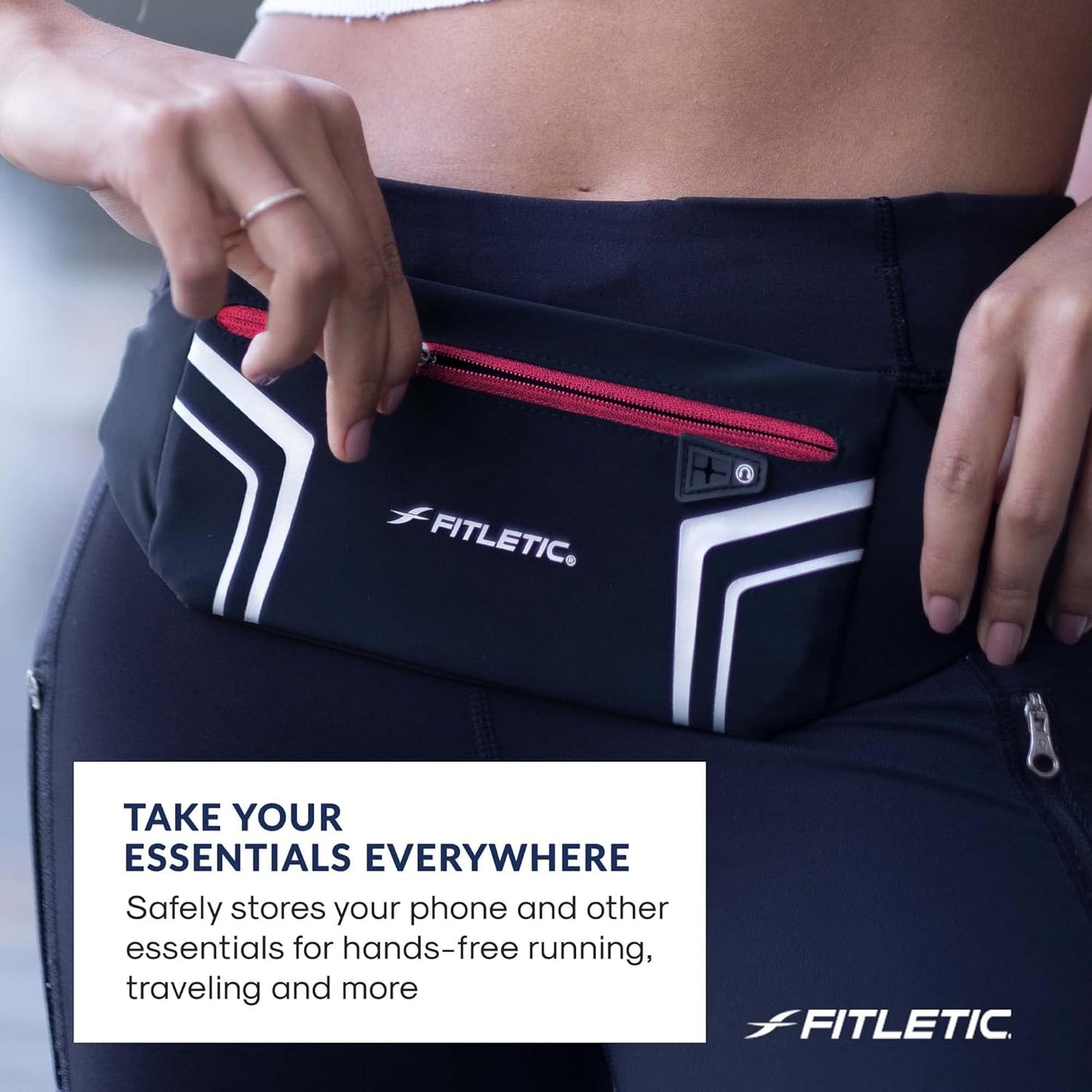 Fitletic Modern Sports Running Belt For Men & Women – Water Resistant Pouch - Fits All Smart Phones- Lightweight, Low Profile Design –Lycra Coated With Inner Card Organizer Pocket