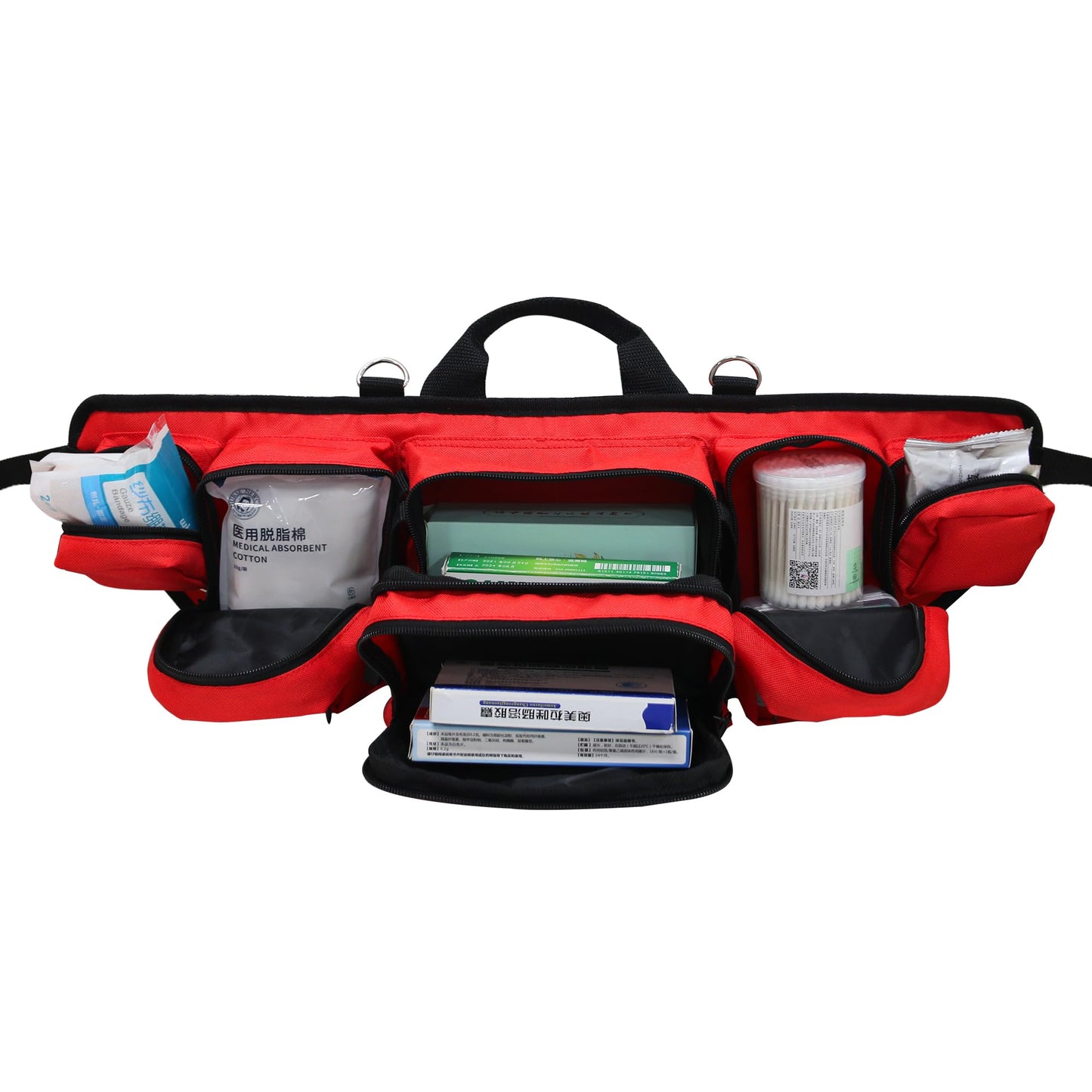 Professional First Aid Waist Pack,Medical Trauma Bag with Reflective,Portable First Aid Fanny Pack for Emergency at Home and Work,Outdoors,Hiking(Red)