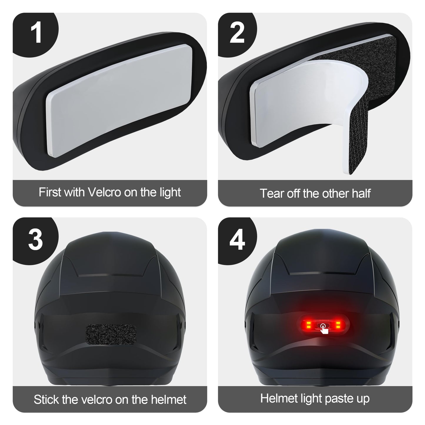 JAGASOL Bike Helmet LED Tail Light, Motorcycle Helmet LED Tail Light, Night Riding Safety Warning Light, Rechargeable Battery & IPX6 Waterproof, 4 LED Lights