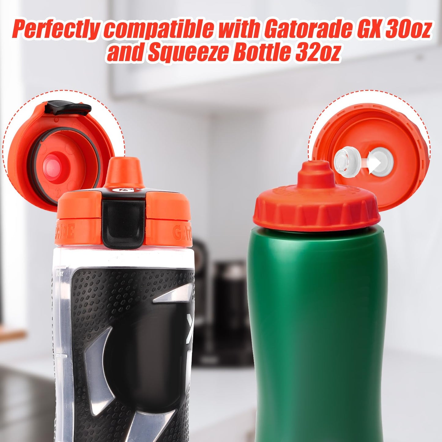 6pcs Dispensing Rubber Valves Compatible with Gatorade Water Bottle, Silicone Valve Replacement Lid for Gatorade GX 30oz & Squeeze Bottle 32oz Plastic Inserts & Screwdriver