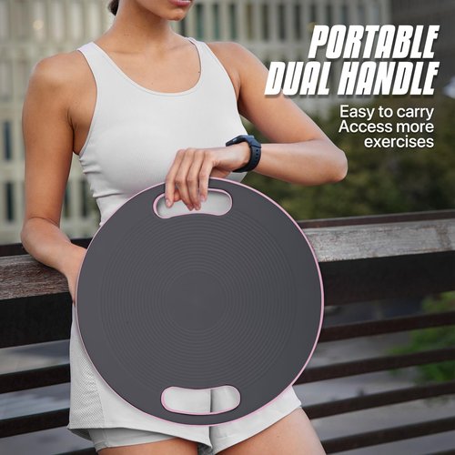 MADOG Wobble Balance Board for Adults, 15.5" TPR Non-slip Surface with Handle for Workout Core Trainer Physical Therapy, Home Gym Stability Board, Gray