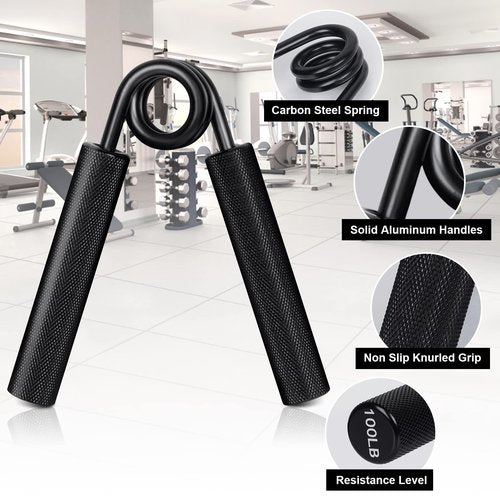 POSKOU Hand Grip Strengthener 4pcs Set Metal Grip Strength Trainer No Slip Wrist Forearm Strengthener Hand Gripper for Home Gym (50LBS,100LBS,150LBS,200LBS)