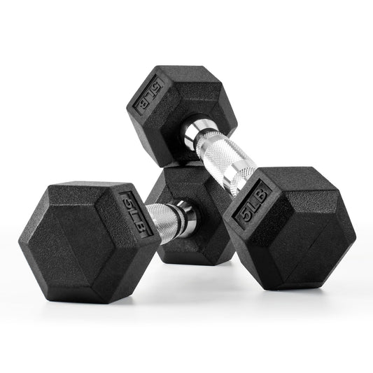 5LBS Rubber Encased Hex Dumbbell Sets for Home Gym, Coated Hand Weights for Strength Training, Workouts,Pairs or Sets