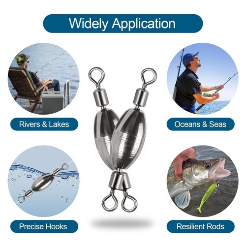 MYLPRETALE 34Pcs Fishing Weights Swivel Brass Sinkers Fishing Weight, Bullet Sinker Weight Kit Tackle, Rolling Swivel Saltwater Freshwater Drop Shot Weights