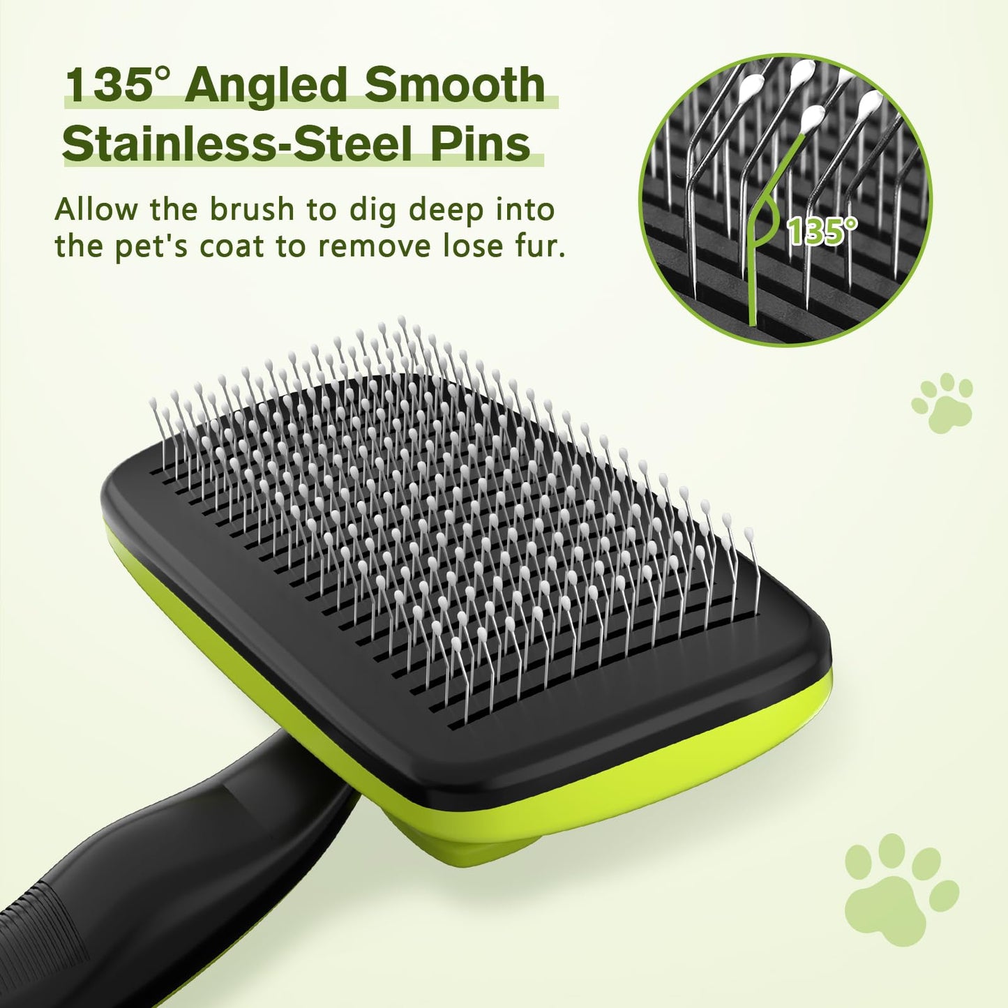Pecute Skin Friendly Self-Cleaning Slicker Brush for Dog & Cat Shedding