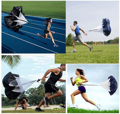 Speed Training Equipment Set, 12 rungs Agility Ladder, 12 Soccer Cones, Jump Rope, Running Parachute, Resistance Bands, Basketball Football Soccer Training Equipment for Kids Youth Adults. (Blue)