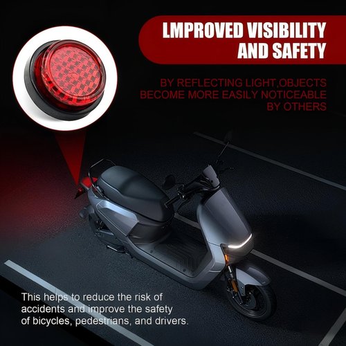 waswale 6 PCS Bicycle Rear License Plate Reflective Warning Plate Label Bolt-on, 0.94" x 0.35" M5 Round Mini Decorative Reflective Plate, Safe Travel Accessories, for Bicycles, Motorcycles (Red)