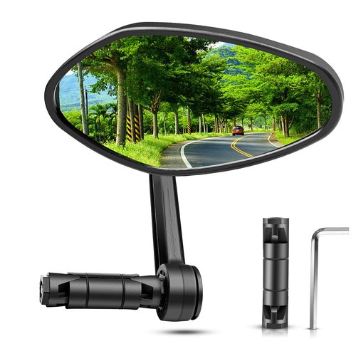 CLHMILY&Z Bar End Bike Mirrors,HD Convex Automotive Glass Lens for Handlebars Wider Angle Rotatable E-Bike Mirror,Scratch Resistant Universal Elliptical Rearview Mirrors(Right)