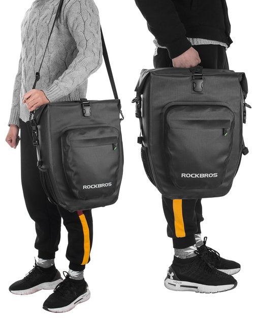 ROCKBROS Bike Pannier Waterproof 27L Large Capacity Bike Bag Rear Rack Bicycle Pannier Bag Waterproof for Grocery Touring Cycling Upgrade Black * 2