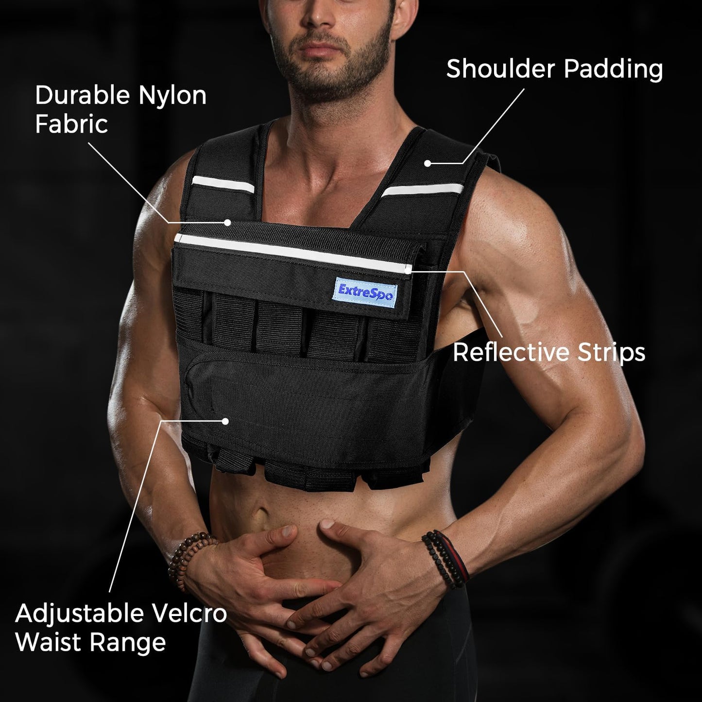 ExtreSpo Adjustable Weighted Vest for Men Women, 40lb Rucking Weight Vests Adjustable for Running, Training Workout, Jogging, Walking