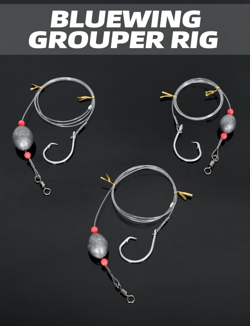 BLUEWING Fishing Grouper Rig Bottom Saltwater with 8oz Egg Sinker Weight, 250lbs Mono Line and 15/0 Stainless Steel Circle Hook for Offshore Big Game Fish
