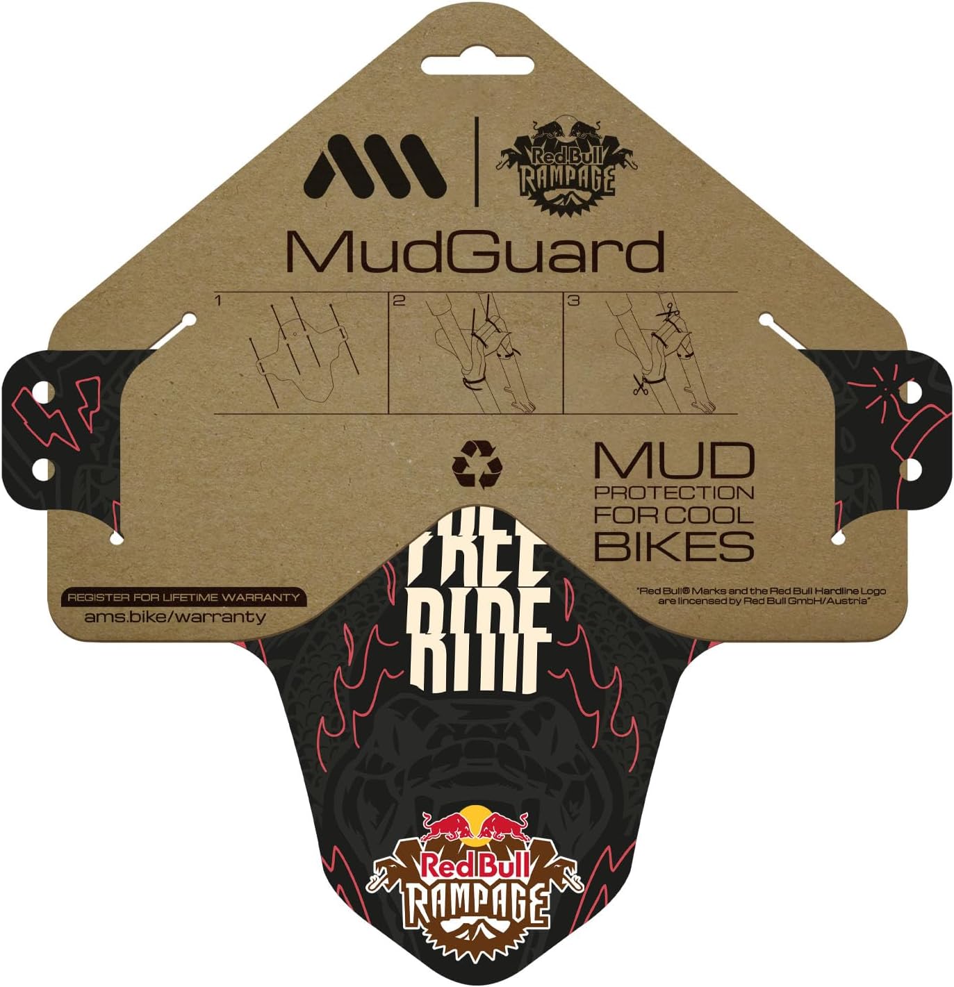 All Mountain Style AMS Front Mudguard – Fits 26’’,27.5’’,29’’, Dazzle/Black