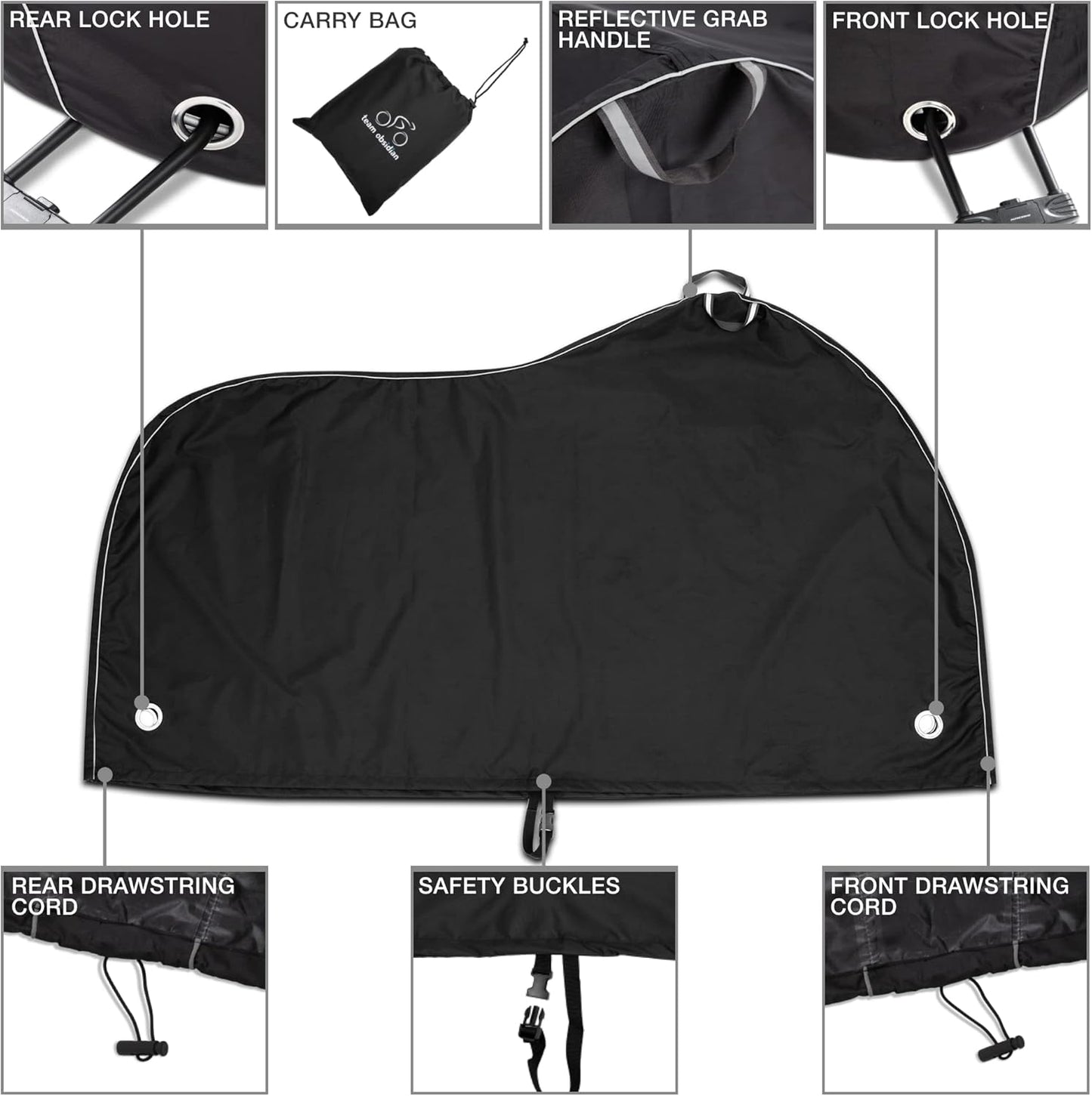 TeamObsidian Bike Cover - Waterproof Outdoor & Indoor Bicycle Storage For 1 to 3 Bikes - Heavy Duty Ripstop 210D Tent Material - Stationary Electric Bike Protection for All Seasons