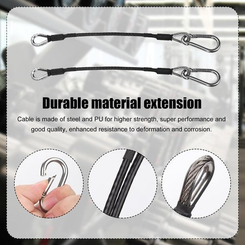 NQEUEPN 2pcs 10" Gym Extension Cable, Fitness Extension Cable Compatible with Bowflex, Home Gym Machine Accessories Replacement with Carabiner, for Leg Extension, LAT/Tricep Pull Down (1 Pair)
