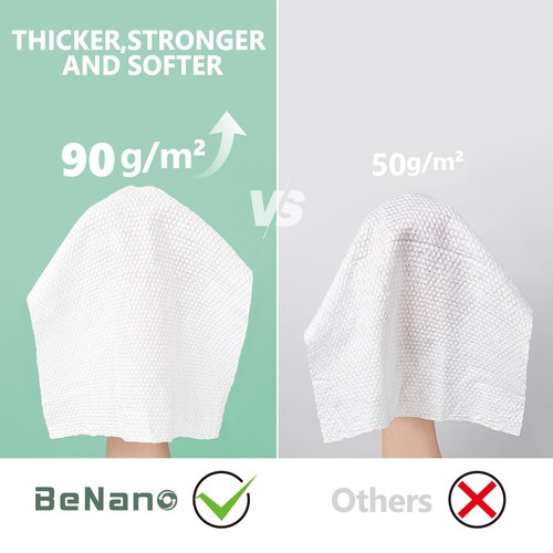 Benano Premium Disposable Compressed Face Towels Tablets, 100% USDA Biobased Quick Dry Portable Thick Towelettes Washcloths 11.8 in x 9.4 in for Hotel Camping Travel Guests Salon Ultra Soft Reusable