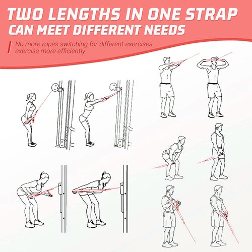 Tricep Rope Adjustable Cable Attachment (13-28 inches),Tricep Pull Down Rope Extension Straps Cable Crossover Accessories (Adjustable Length