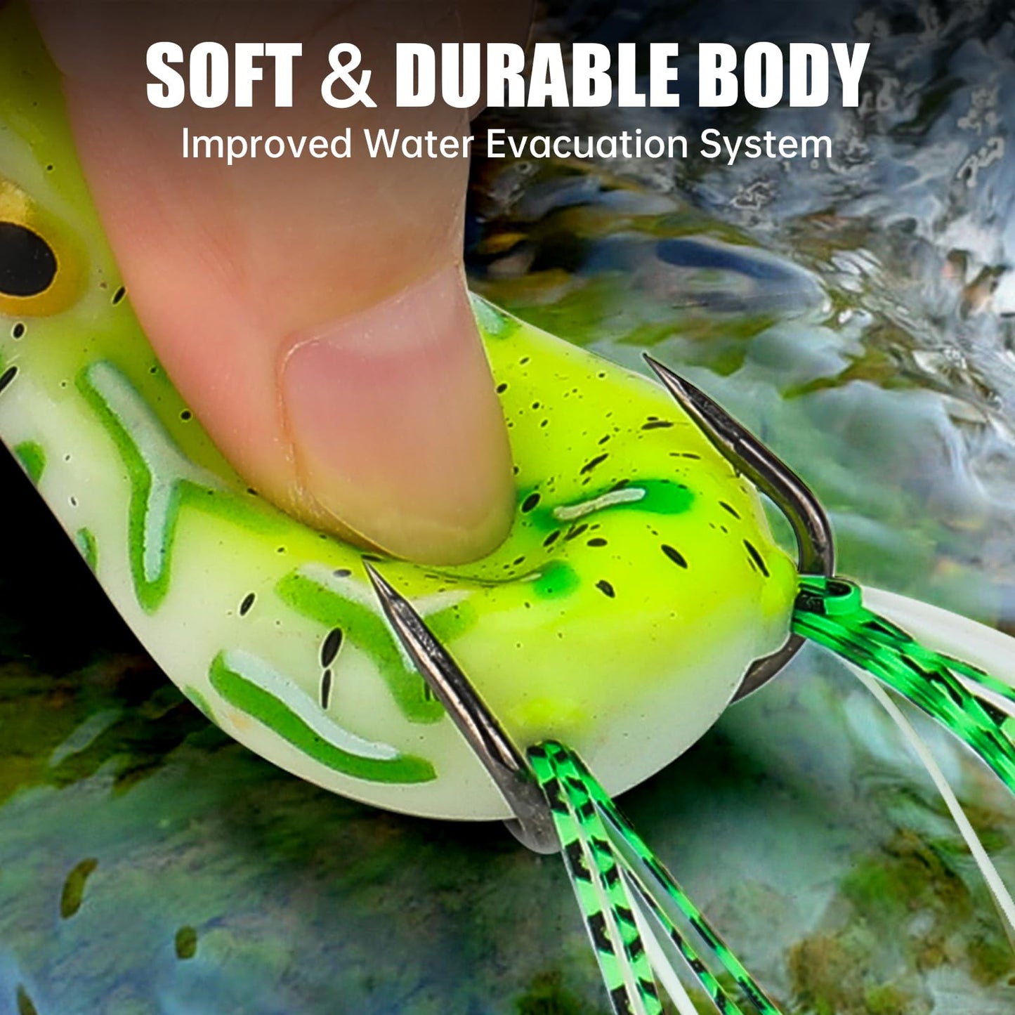 Syosisny 5pcs Topwater Frog Lure Set with Weedless Hooks, Soft Fishing Lures with Realistic Design, Perfect for Bass Fishing