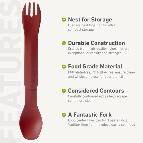 humangear GoBites Duo and Bio Duo Travel Silverware, Full Size Portable Fork & Spoon, Reusable Utensil Set, PC and BPA-free, Food-Safe Nylon or Plant-Based Resin, ﻿Extended - 9.1” X 1.6”