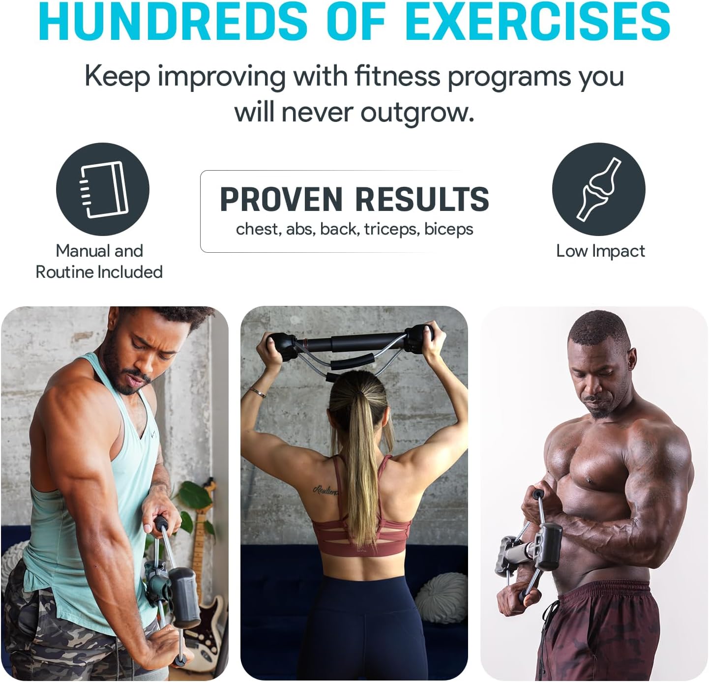 Bullworker Isometric Exercise Equipment - Steel Bow 20", Portable at Home Gym Equipment for Back, Shoulder, Chest, Biceps, Triceps, Abs, Arm Workout, All in One Exerciser for Men & Women, 0-130lbs