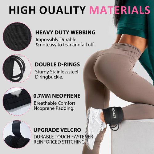 Barbell Pad Set for Hip Thrust 10Pcs- Squat Pad for Barbell Lunges & Bar Padding - Bench Press Standard Weight Bar Pad - With Ankle Straps, Wrist Straps for Weightlifting, 3 Lifting Strap (Black)