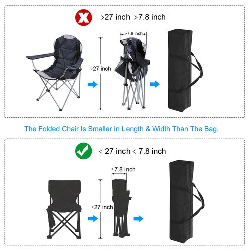 PATIKIL 27 Inch Camp Chair Replacement Bag - Nylon Folding Carrying Storage Bag for Beach With Large Zipper Shoulder Strap for Camping Travel, Black