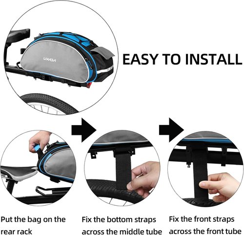Lixada Bicycle Rack Bag 13L Waterproof Cycling Bike Rear Seat Cargo Bag MTB Road Bike Rack Carrier Trunk Bag Pannier Handbag