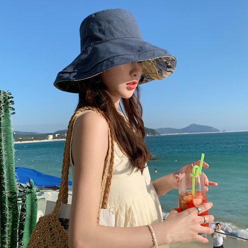 HUAMULAN Women Wide Brim Summer Sun Hat Wired Edge Floral Beach Bucket Fishing Hats Reversible Foldable Travel UV Protection