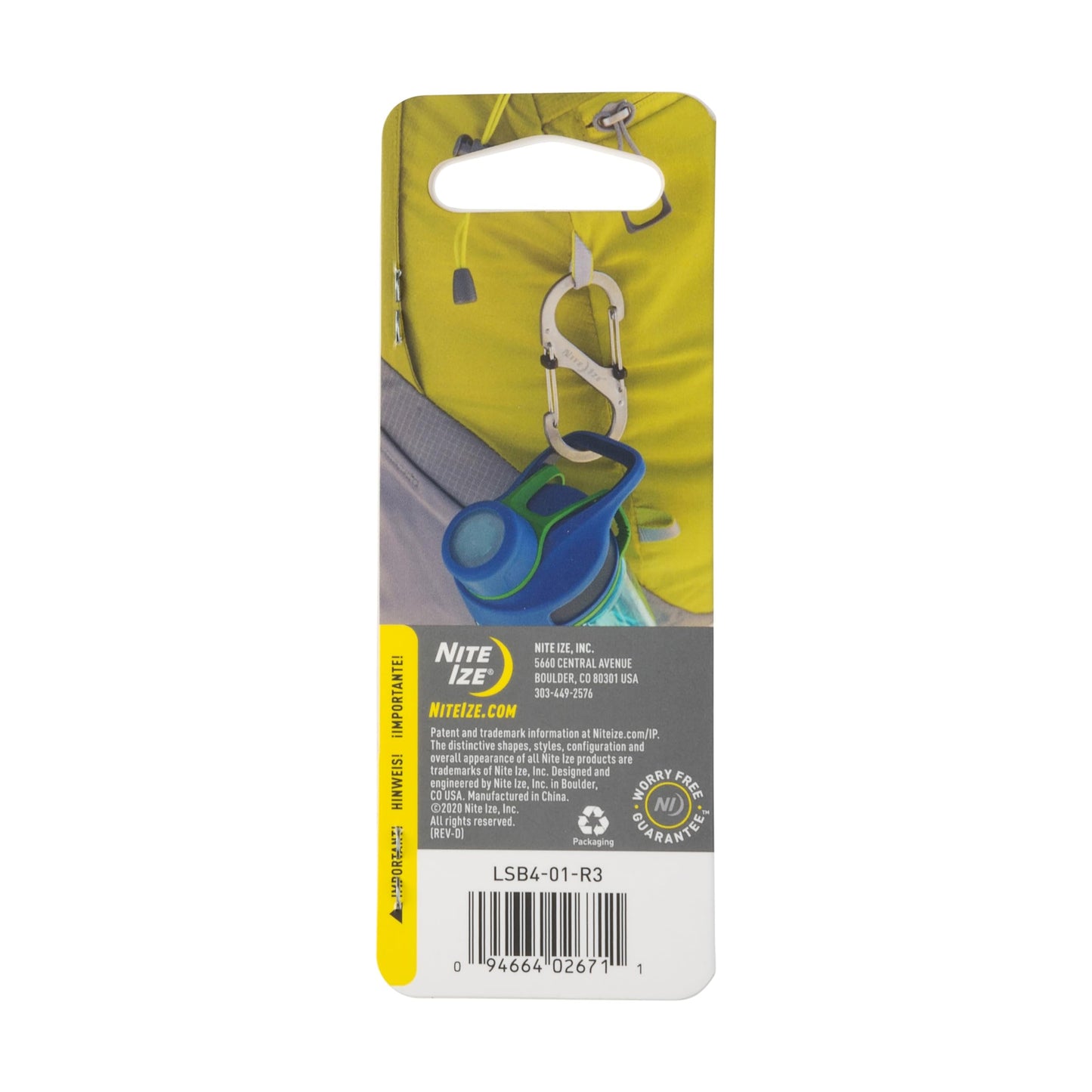 Nite Ize S-Biner Slidelock Stainless Steel - Double-Gated Design - Carabiner Clip with Locking Gates - Dual Carabiner Holder for Keys, Water Bottles & Gear - Size 4, Black, 4 Count (4 Pack)