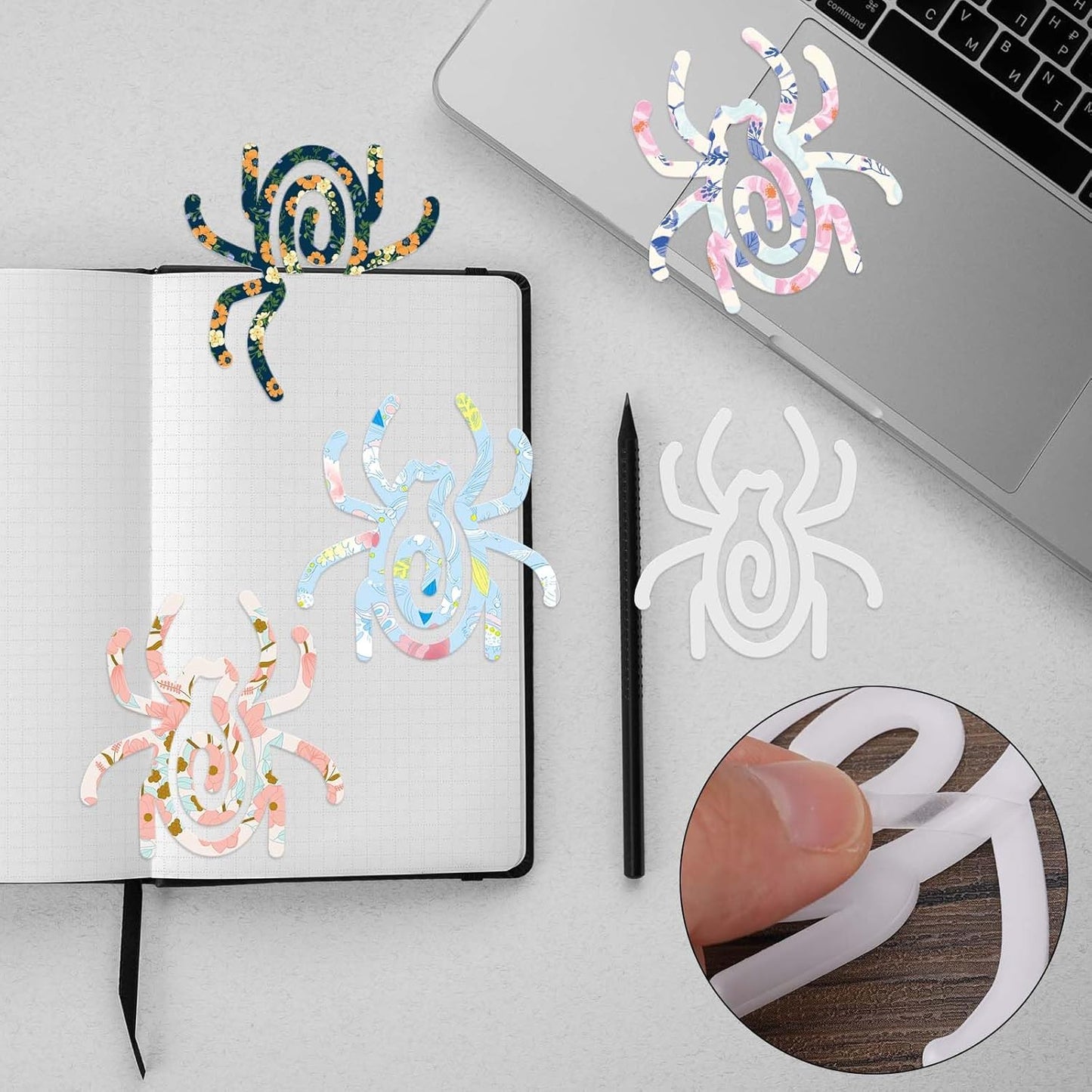 5pcs Giant Sublimation Blanks Acrylic Paper Clips, 3.15x3in Jumbo Funny Spider Shape Heat Transfer Paperclips DIY Prank Gifts Sublimation Bookmark Fasteners for Office School Home Teacher Use