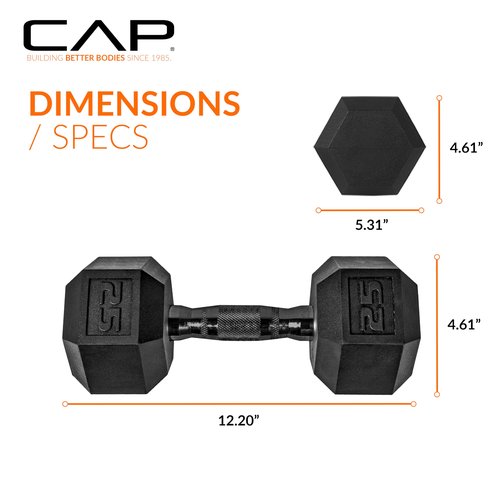 CAP Barbell 50 lbs Coated Dumbbell Set with Black handles, 25LBx2