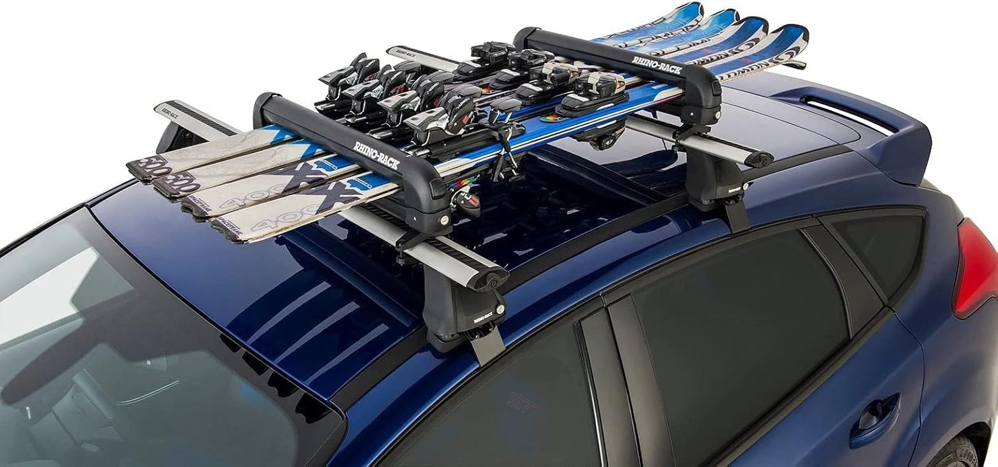 Rhino-Rack Carrier for Skis, Snowboards, Fishing Rods, Paddles, Skateboards, Water Skis, Wakeboard & More, Universal Mounting, Easy to Use, Locking, Lightweight & Heavy Duty, Suitable for All Vehicles