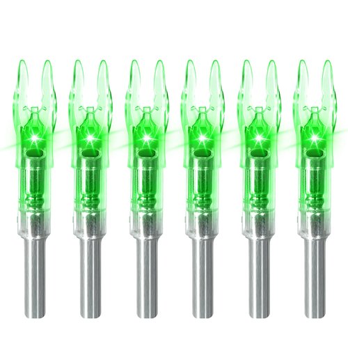 LEANPRO 6/12 PCS S Lighted Nocks for Arrows .244"/6.2mm Inside Diameter Lighted Arrow Nocks for Archery Hunting (6 PCS - Green)