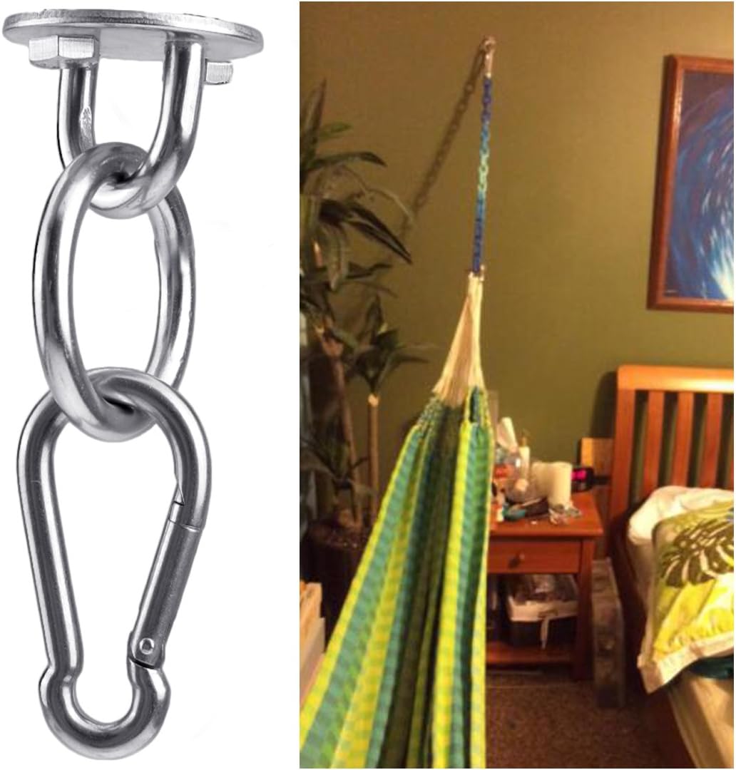 Hammock Hanging Kit, Load Capacity 1400 LBS, Stainless Steel Hooks Heavy Duty Carabiner Set for Hammock Yoga Swing Chair Hook for Indoor, Outdoor, Wall, Trees, Porch