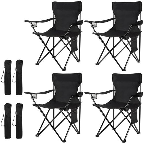 Damei century 4PCS Folding Camping Chairs-Lightweight, Installation-Free, Portable Chair for Beach, Lawn, Outdoor Sports,Black