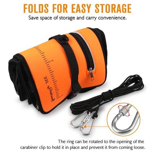 Dovesun Floating Fishing Basket, Collapsible Fish Basket Portable Fishing Net Quick-Drying Rubber Coated Fishing Bait Storage Cage 10 Gallons