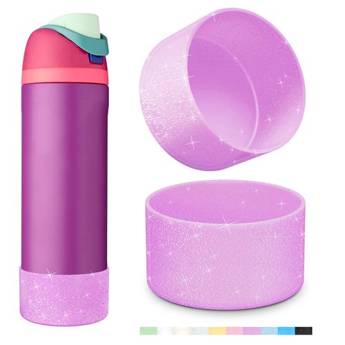 yoelike 2PCS Glitter Silicone Boot for Owala Water Bottle 24 oz, Anti-Slip Protective Sleeve for FreeSip/Twist/Flip, Bottom Bumper Cover for Watter Bottle Accessories