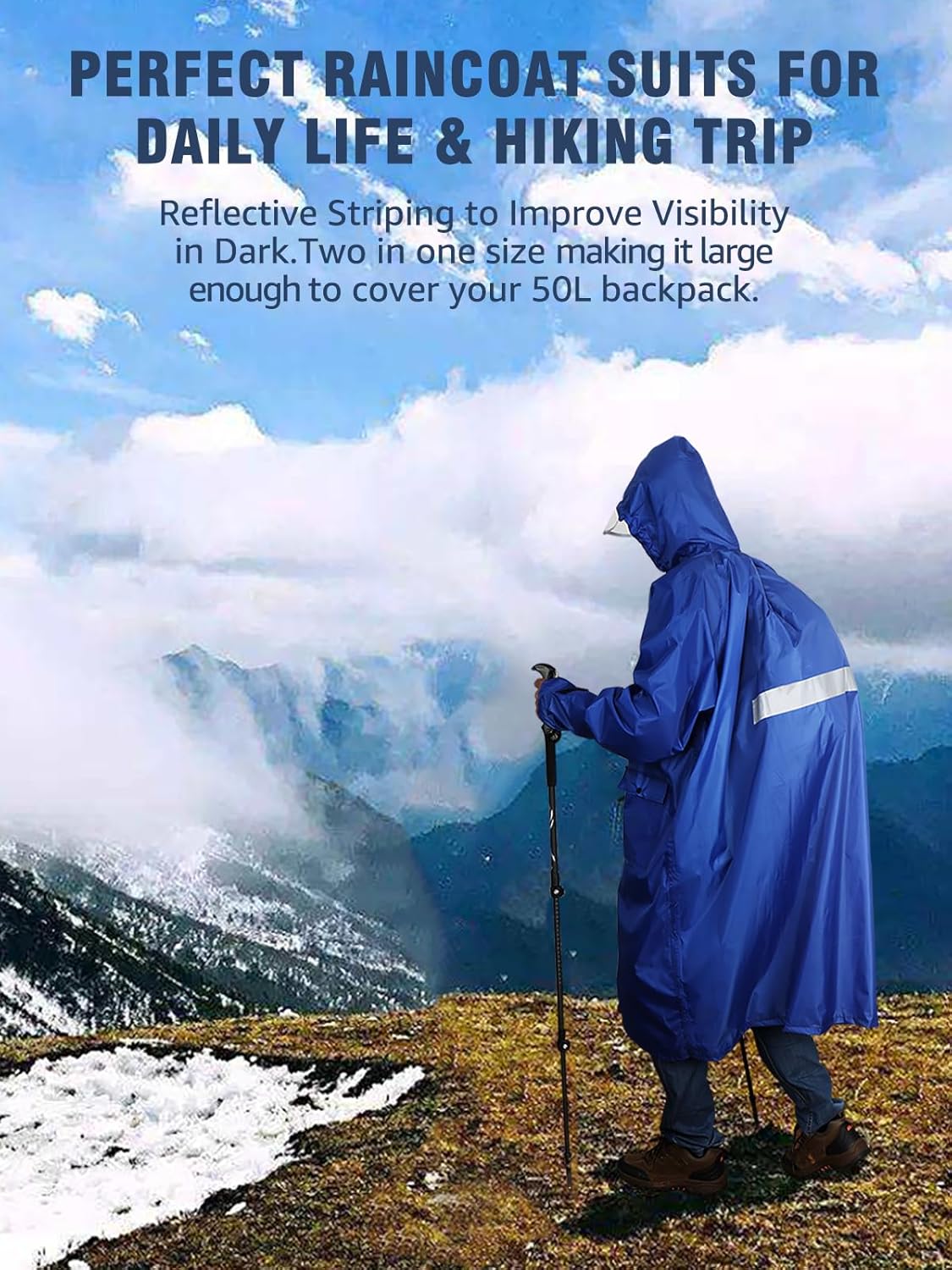 ANYOO Hood Rain Poncho Waterproof Lightweight Raincoat for Men Women Adult with Pocket for Hiking Camping Outdoor Activities