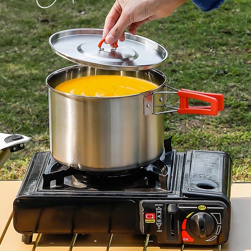 Camping Cookware Set,Camping Cooking Set,304 Stainless Steel Camping Pots and Pans Set,Camping Gear for Hiking Outdoor Cooking Picnics for 2-4 People