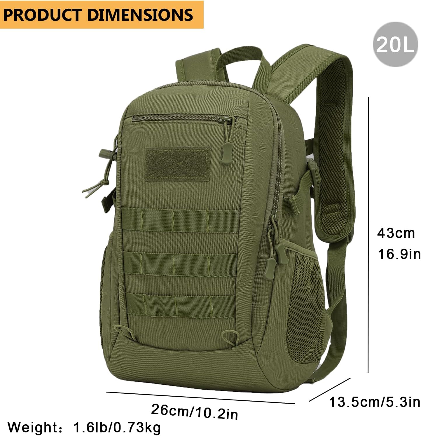 ArcEnCiel 10L/20L Mini X-Small Tactical Backpack MOLLE Daypack Gear Pack Camping Bag with Patch