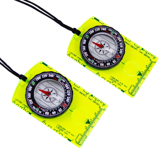 Abvsdu 2 Pieces Orienteering Compass, Superior Hiking Survival Compass for Kids, Hiking Backpacking Compass Scouts Navigation Compass Waterproof Map Reading Compass for Outdoor Camping