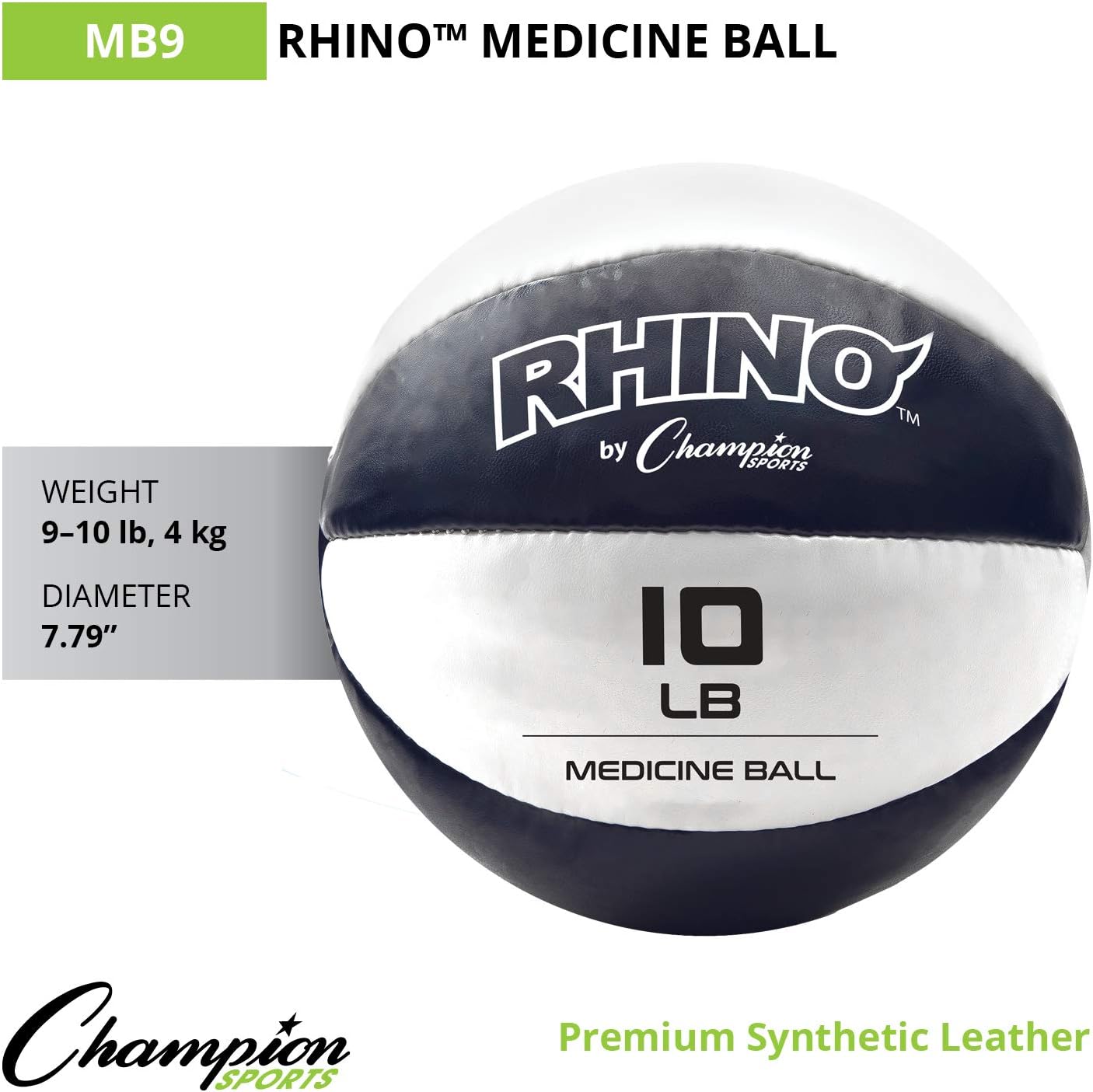 Champion Sports Exercise Medicine Balls, Leather with No-Slip Grip - Weighted Med Ball Set for Weight Training, Stability, Plyometrics, Cross Training, Core Strength - Multiple Styles
