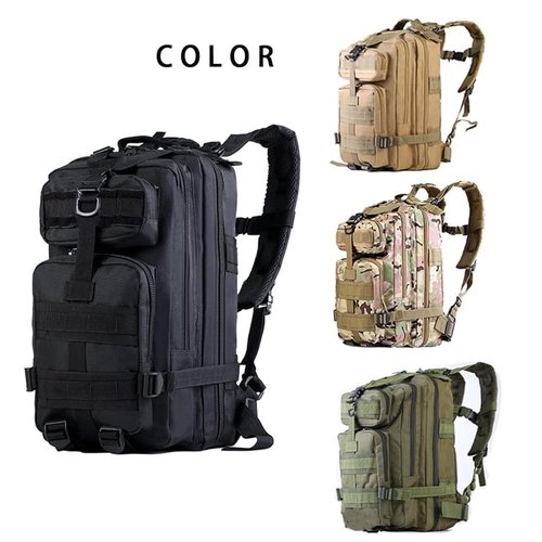 Lawaia Small Tactical Backpack Military Survival Molle Army Go Bag Hunting Gym Rucking Hiking Camping Motorcycle Rucksack With Weights for Men and Women 30L (Black)