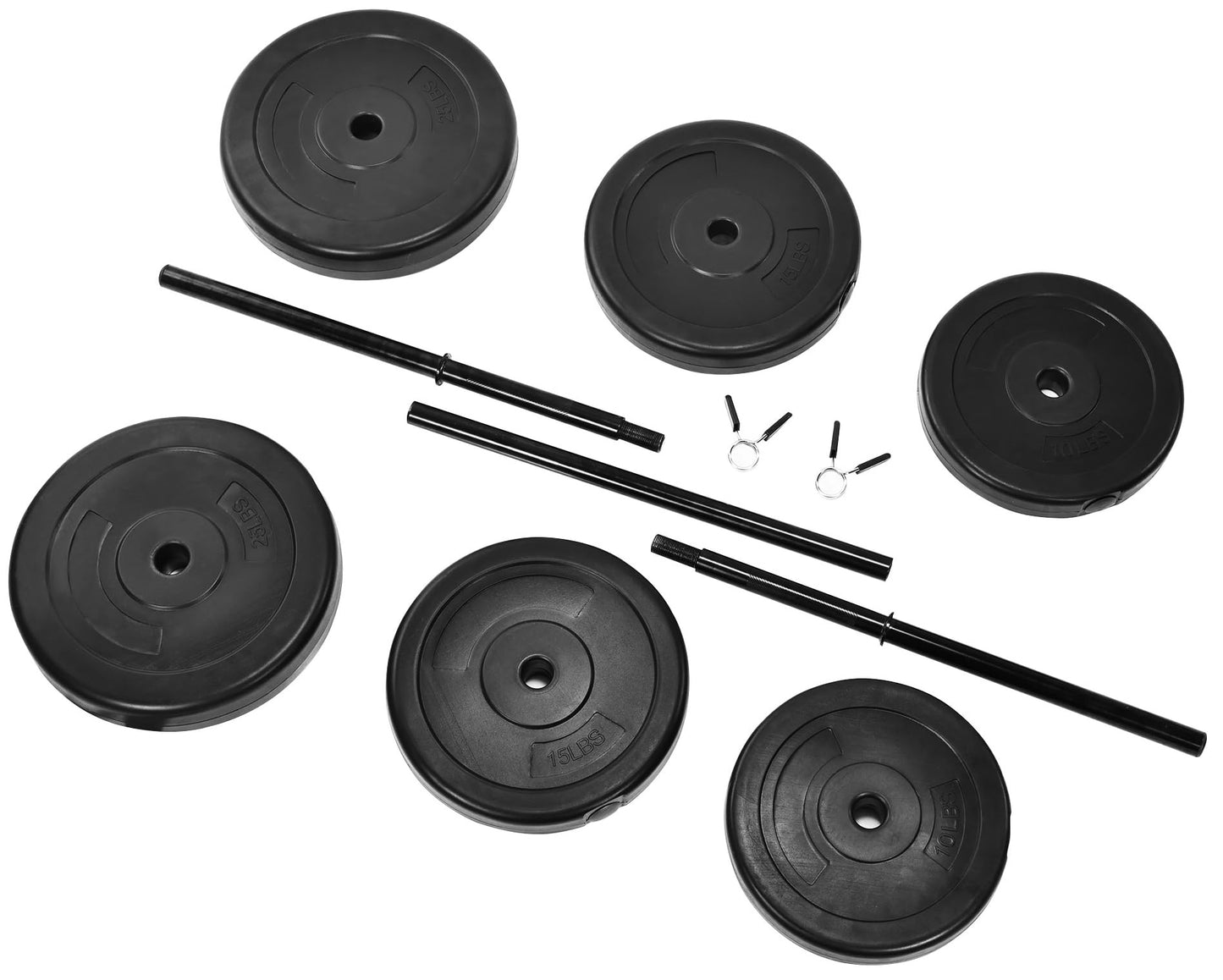 Fitvids 100-Pound Weight Set for Home Gym with Six Plates and 1x 5FT Standard Barbell, Comes with Spring Locks