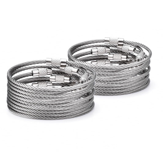 100 Pack Wire Key Ring Large Cable Key Chain Rings 6" Metal Keychain Keyring Loop Bulk for Outdoor Luggage Tags(THICK: 2MM)