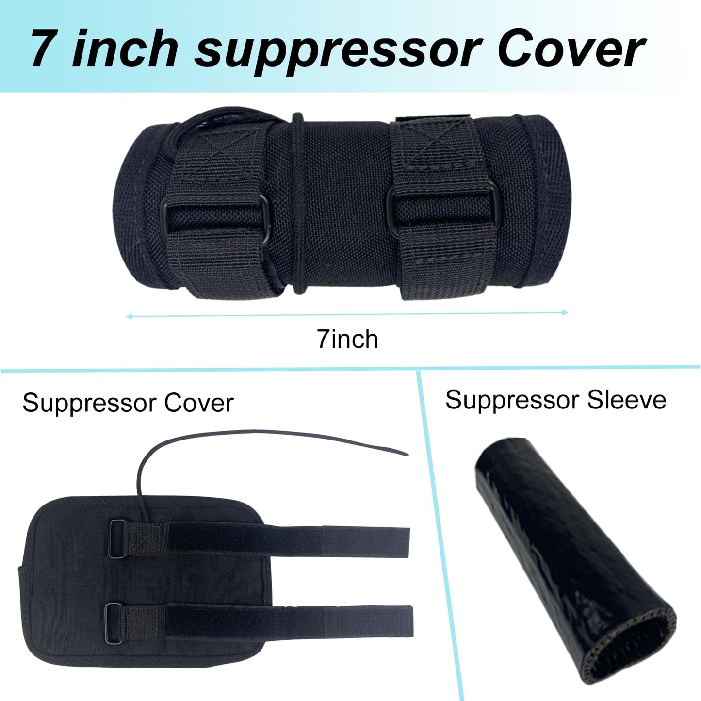 7" Heat Resistant Suppressor Cover with Microfiber Sleeve for Hunting Rifle Fireproof Suppressor Wrap