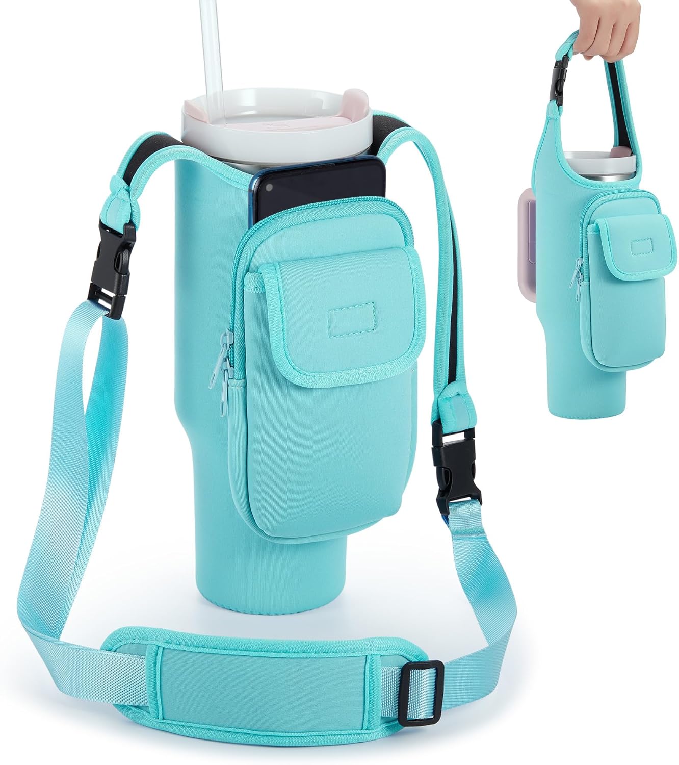 Insulated Neoprene Carrier Bag for Stanley 40/30oz Tumbler | Phone & Flap Pockets