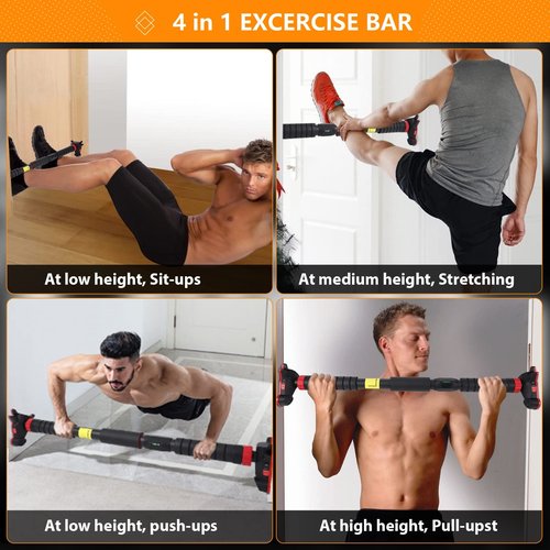 Pull Up Bar for Doorway, Strength Training Pull-up Bars, No Screws, No Installation Required, Max Load 440 LBS Chin Up Bar with Level Meter and Adjustable Width for Home Gym